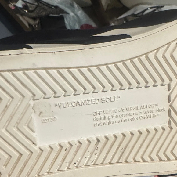 Off-White Black Canvas Sneakers with White Stripes - Picture 11 of 13